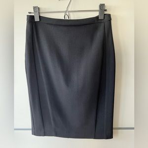 BCBGMaxAzria black pencil skirt, wool blend, lined, back slit and zip closure